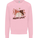 Mush Love Funny Mushroom Mycology Mens Sweatshirt Jumper Light Pink
