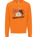 Mush Love Funny Mushroom Mycology Mens Sweatshirt Jumper Orange