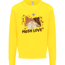 Mush Love Funny Mushroom Mycology Mens Sweatshirt Jumper Yellow