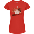 Mush Love Funny Mushroom Mycology Womens Petite Cut T-Shirt Red