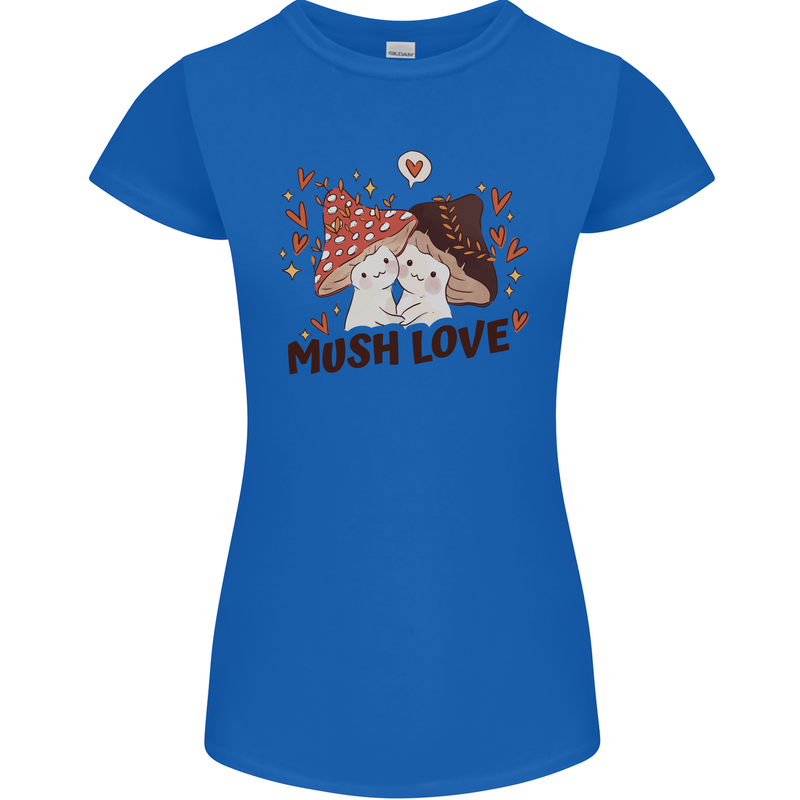 Mush Love Funny Mushroom Mycology Womens Petite Cut T-Shirt Royal Blue