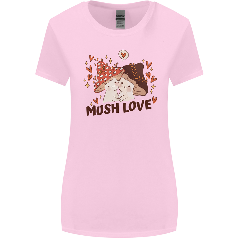 Mush Love Funny Mushroom Mycology Womens Wider Cut T-Shirt Light Pink