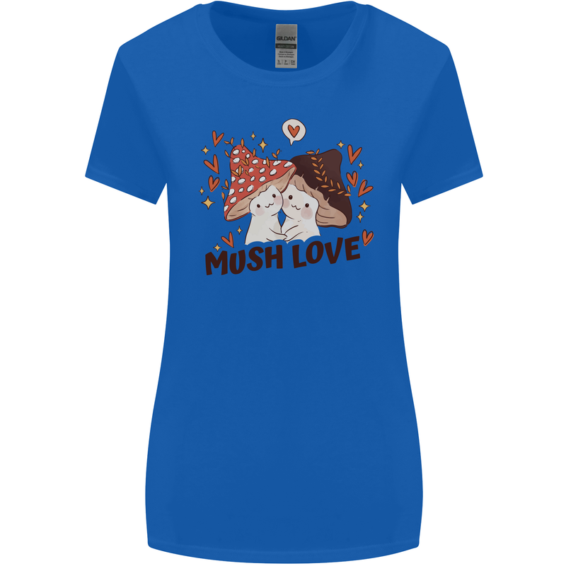 Mush Love Funny Mushroom Mycology Womens Wider Cut T-Shirt Royal Blue