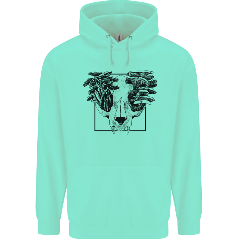 Mushroom Alien Skull Childrens Kids Hoodie Peppermint