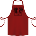 Mushroom Alien Skull Cotton Apron 100% Organic Maroon