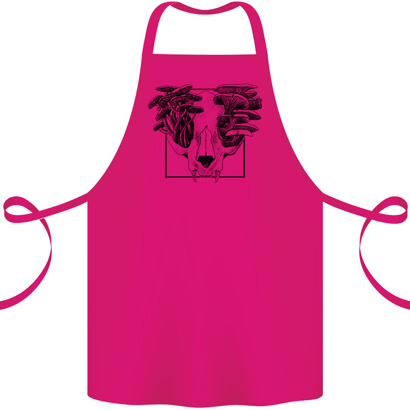 Mushroom Alien Skull Cotton Apron 100% Organic Pink
