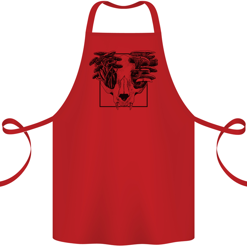 Mushroom Alien Skull Cotton Apron 100% Organic Red