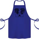 Mushroom Alien Skull Cotton Apron 100% Organic Royal Blue