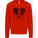 Mushroom Alien Skull Kids Sweatshirt Jumper Bright Red