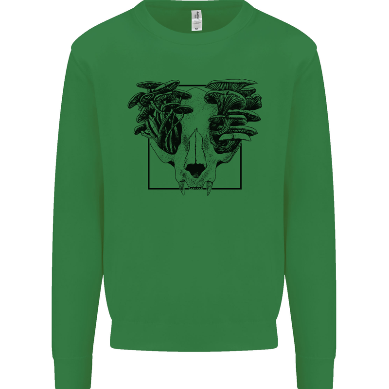 Mushroom Alien Skull Kids Sweatshirt Jumper Irish Green