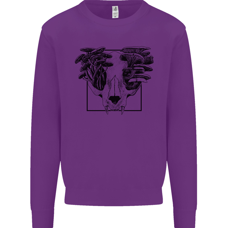 Mushroom Alien Skull Kids Sweatshirt Jumper Purple