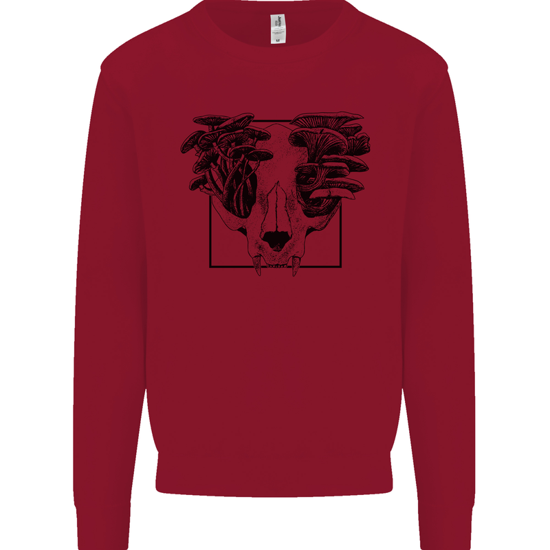 Mushroom Alien Skull Kids Sweatshirt Jumper Red