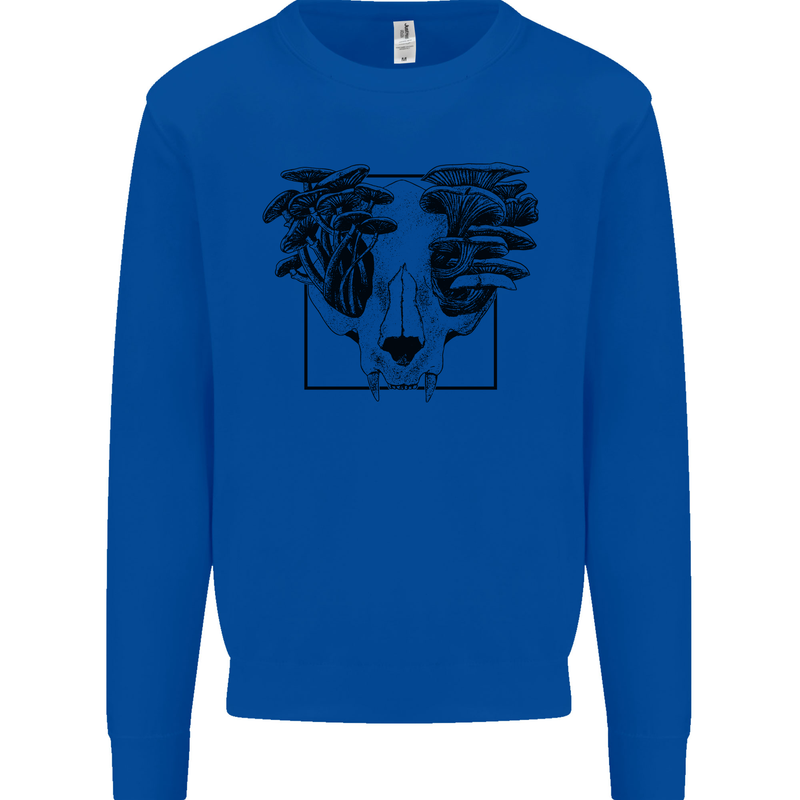 Mushroom Alien Skull Kids Sweatshirt Jumper Royal Blue