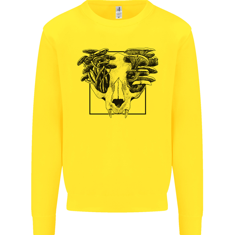 Mushroom Alien Skull Kids Sweatshirt Jumper Yellow