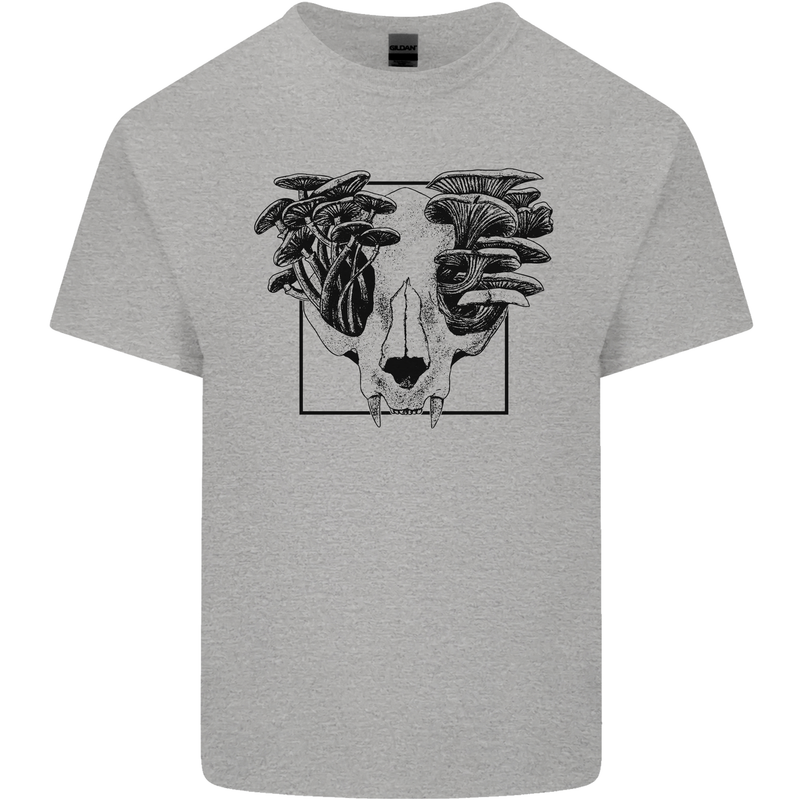 Mushroom Alien Skull Kids T-Shirt Childrens Sports Grey