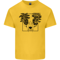 Mushroom Alien Skull Kids T-Shirt Childrens Yellow