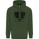 Mushroom Alien Skull Mens 80% Cotton Hoodie Forest Green