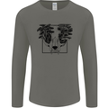 Mushroom Alien Skull Mens Long Sleeve T-Shirt Charcoal