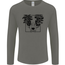 Mushroom Alien Skull Mens Long Sleeve T-Shirt Charcoal