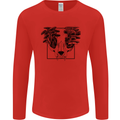Mushroom Alien Skull Mens Long Sleeve T-Shirt Red