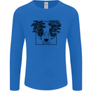 Mushroom Alien Skull Mens Long Sleeve T-Shirt Royal Blue