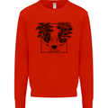 Mushroom Alien Skull Mens Sweatshirt Jumper Bright Red