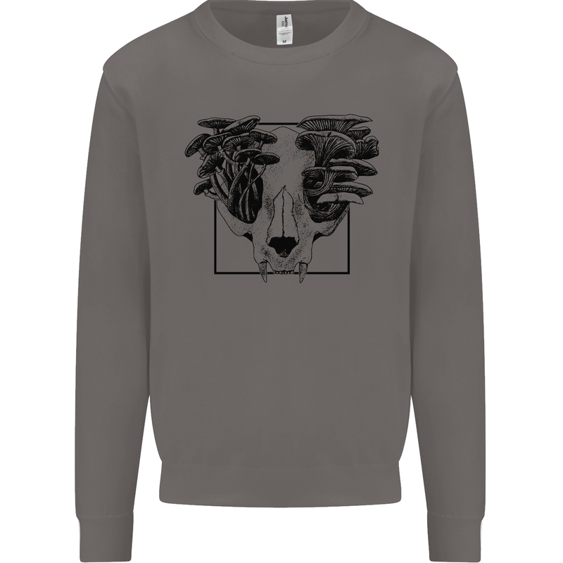 Mushroom Alien Skull Mens Sweatshirt Jumper Charcoal