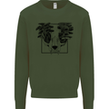 Mushroom Alien Skull Mens Sweatshirt Jumper Forest Green