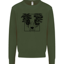 Mushroom Alien Skull Mens Sweatshirt Jumper Forest Green