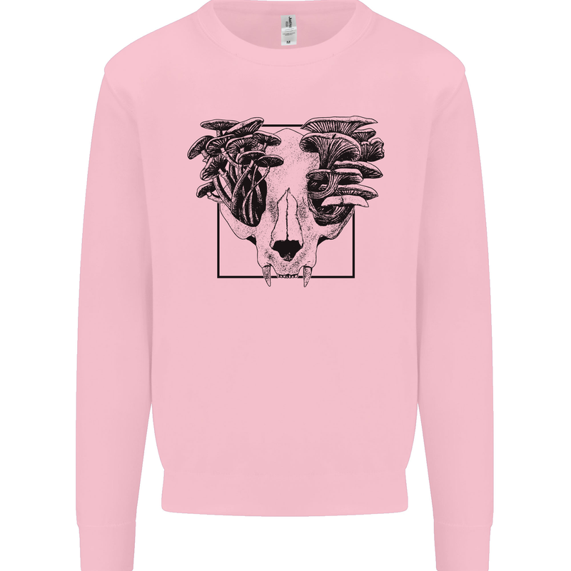 Mushroom Alien Skull Mens Sweatshirt Jumper Light Pink