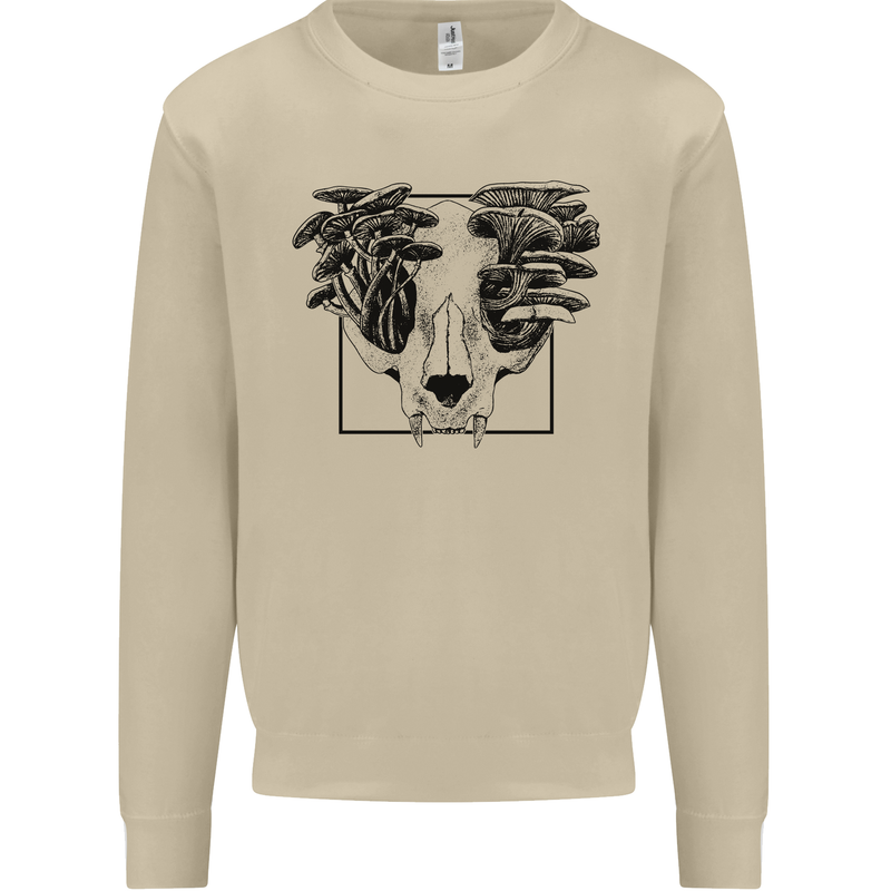 Mushroom Alien Skull Mens Sweatshirt Jumper Sand