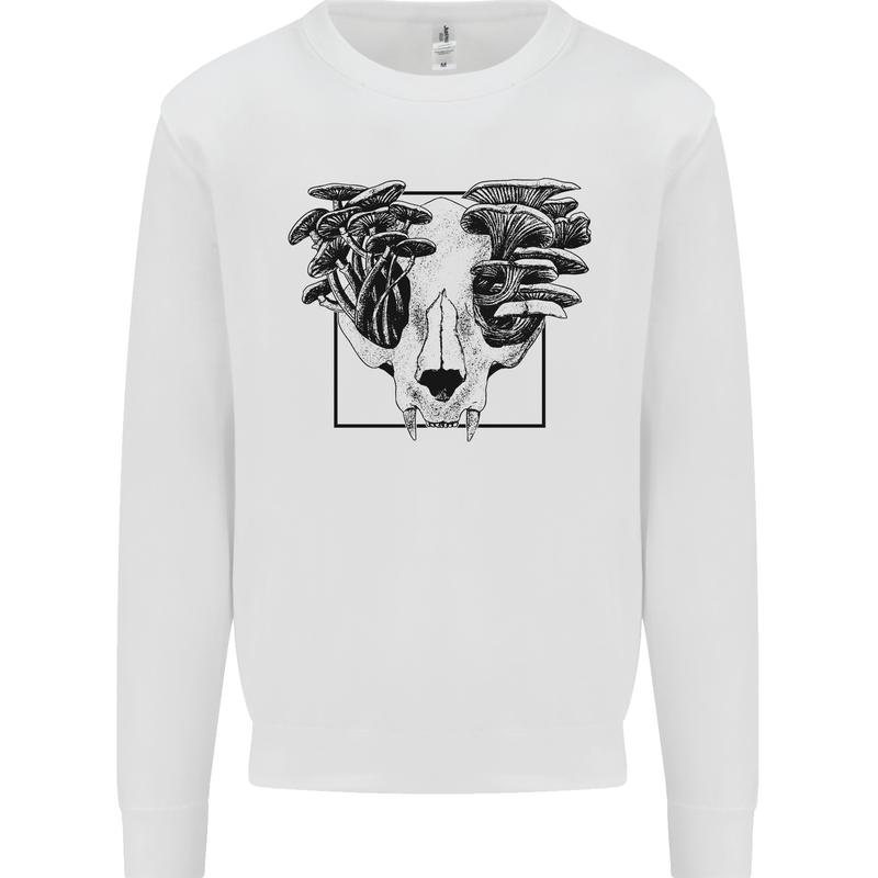 Mushroom Alien Skull Mens Sweatshirt Jumper White