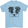 Mushroom Alien Skull Mens T-Shirt 100% Cotton Light Blue