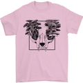 Mushroom Alien Skull Mens T-Shirt 100% Cotton Light Pink