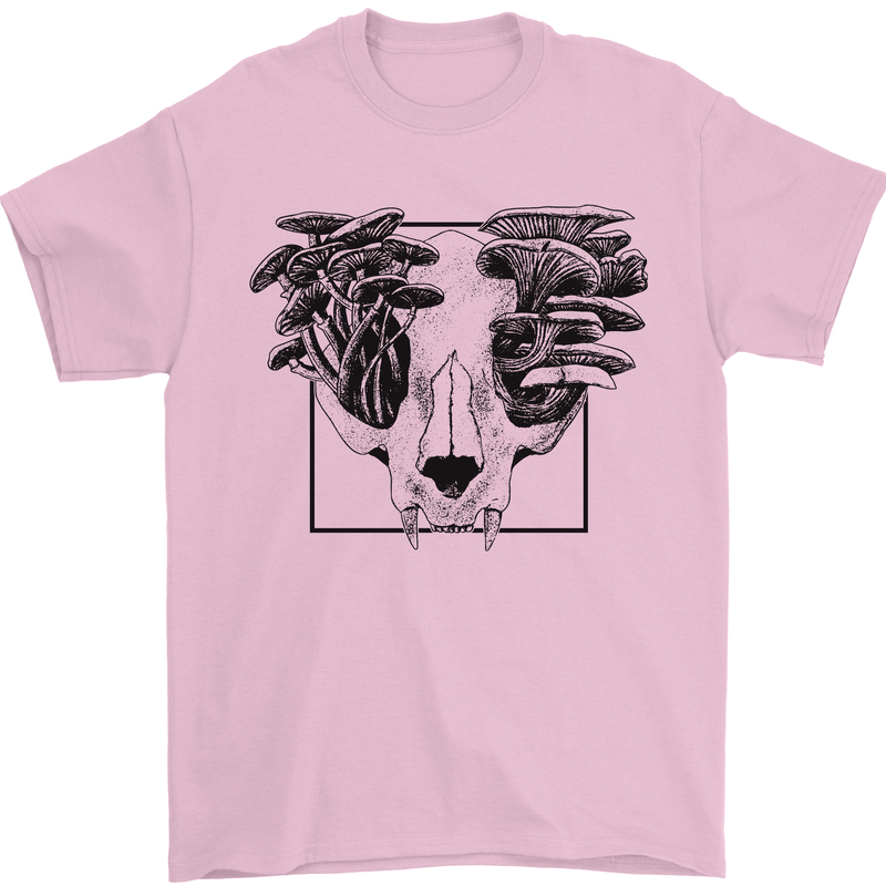 Mushroom Alien Skull Mens T-Shirt 100% Cotton Light Pink