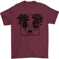 Mushroom Alien Skull Mens T-Shirt 100% Cotton Maroon