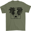Mushroom Alien Skull Mens T-Shirt 100% Cotton Military Green
