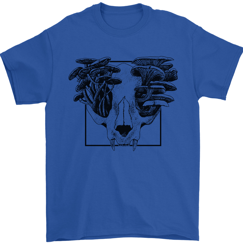 Mushroom Alien Skull Mens T-Shirt 100% Cotton Royal Blue