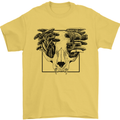 Mushroom Alien Skull Mens T-Shirt 100% Cotton Yellow