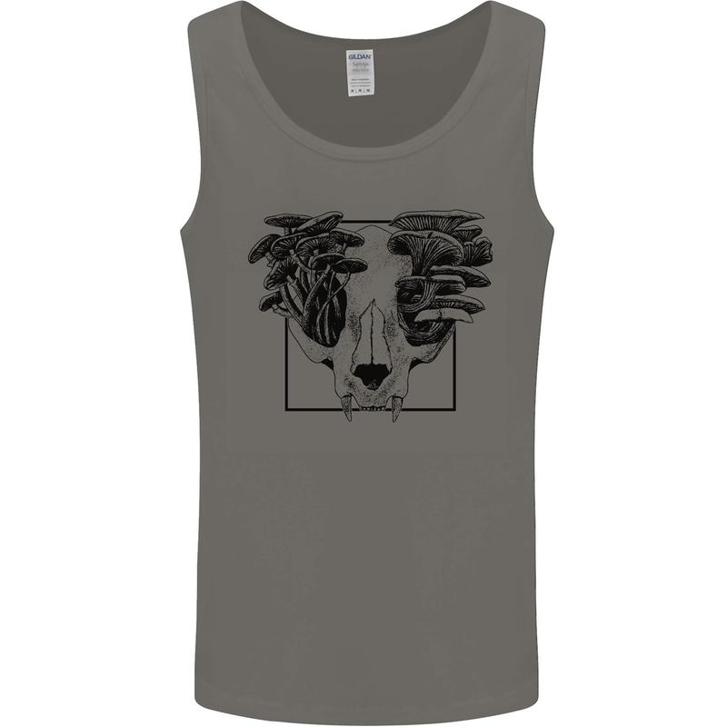 Mushroom Alien Skull Mens Vest Tank Top Charcoal