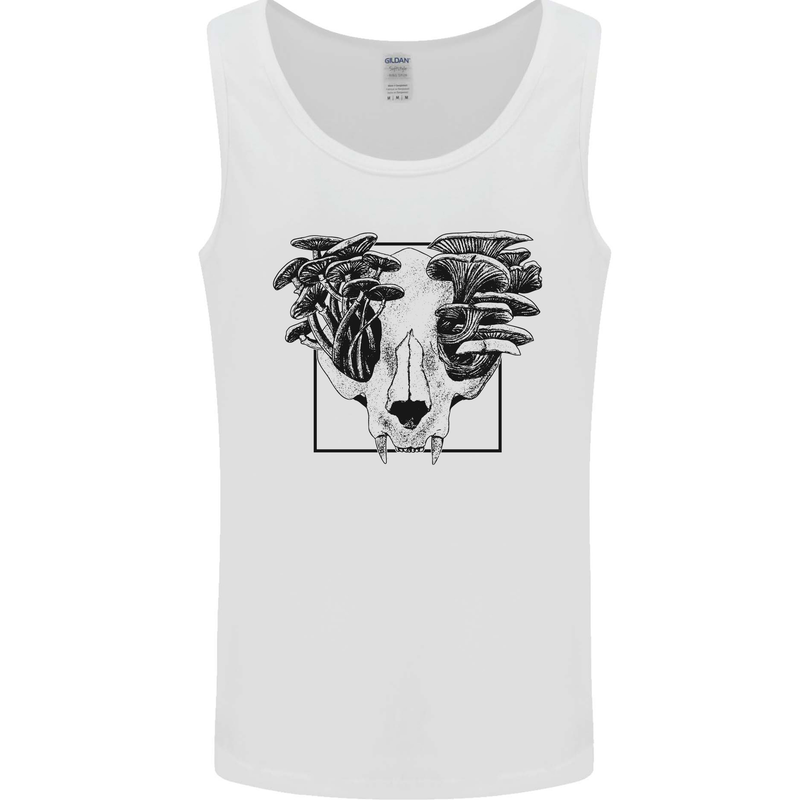 Mushroom Alien Skull Mens Vest Tank Top White