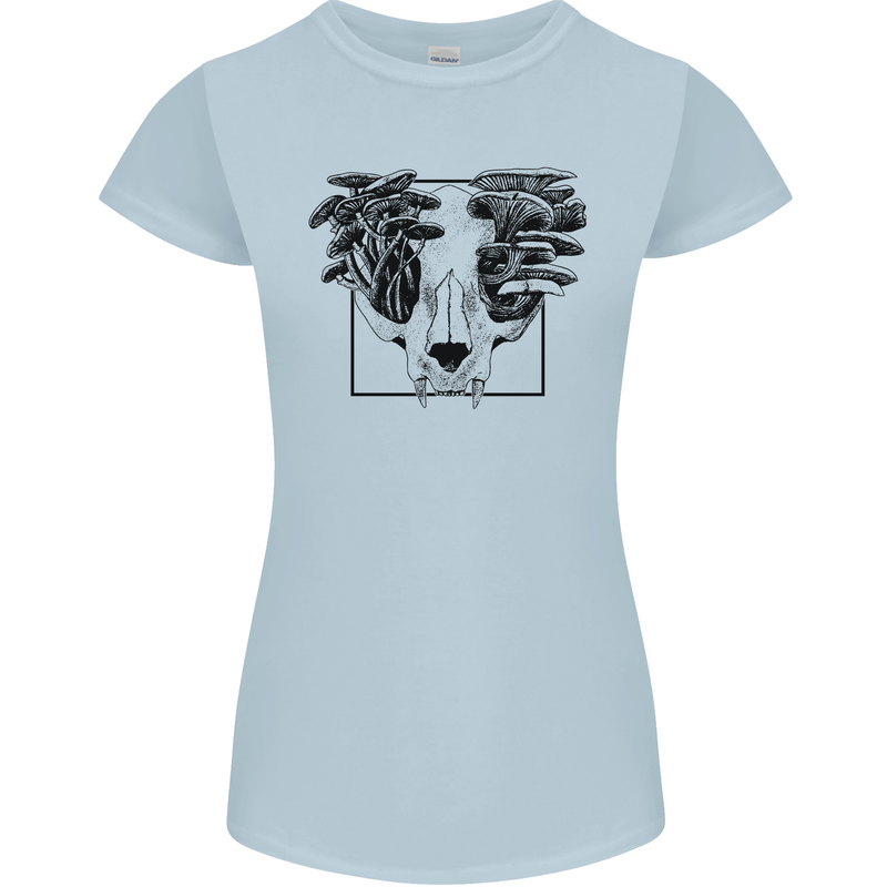 Mushroom Alien Skull Womens Petite Cut T-Shirt Light Blue
