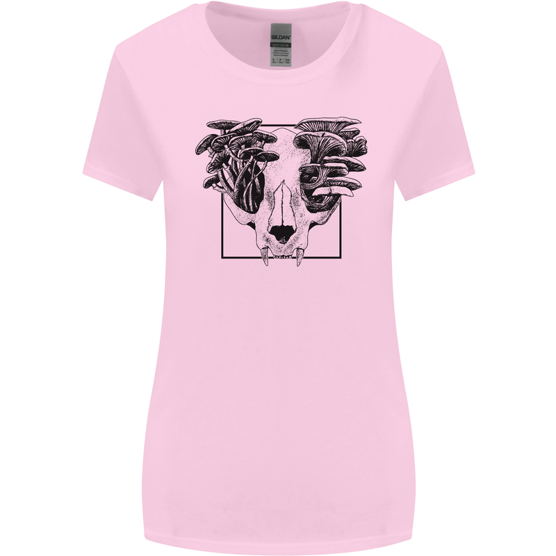 Mushroom Alien Skull Womens Wider Cut T-Shirt Light Pink