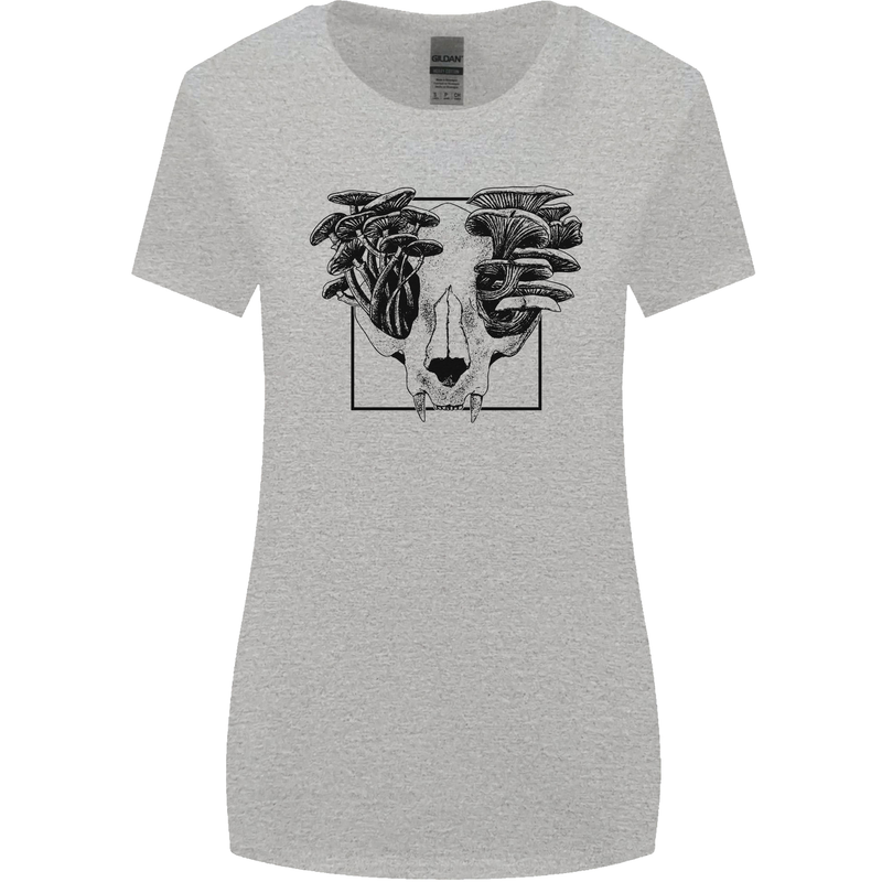 Mushroom Alien Skull Womens Wider Cut T-Shirt Sports Grey