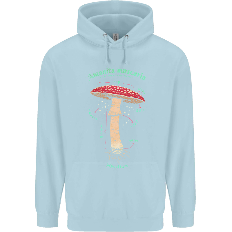 Mushroom Anatomy Magic LSD Childrens Kids Hoodie Light Blue