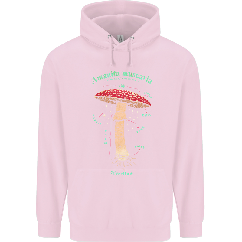 Mushroom Anatomy Magic LSD Childrens Kids Hoodie Light Pink