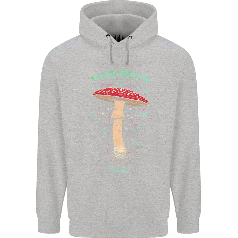 Mushroom Anatomy Magic LSD Childrens Kids Hoodie Sports Grey