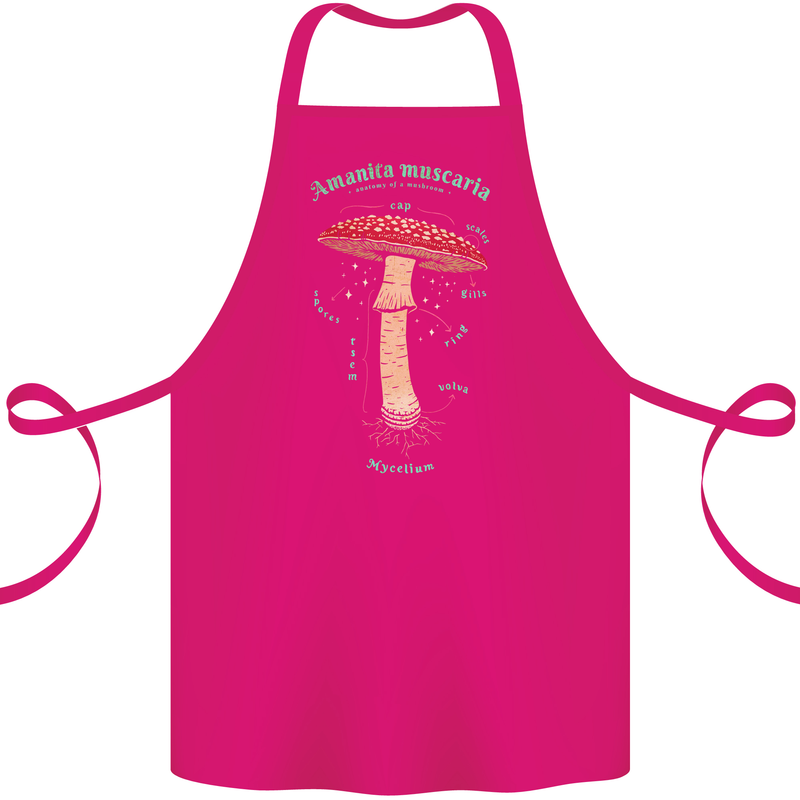Mushroom Anatomy Magic LSD Cotton Apron 100% Organic Pink