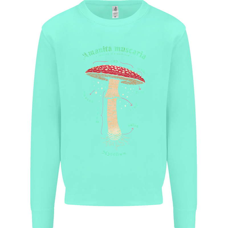 Mushroom Anatomy Magic LSD Kids Sweatshirt Jumper Peppermint