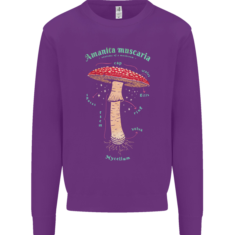 Mushroom Anatomy Magic LSD Kids Sweatshirt Jumper Purple
